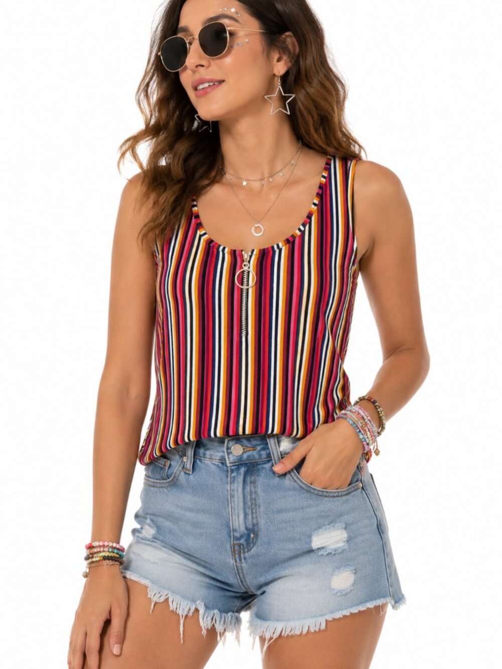Ivy Rose Multicolor Striped Sleeveless Tank Top